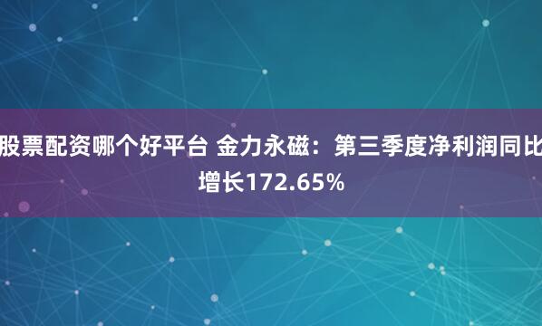 股票配资哪个好平台 金力永磁:第三季度净利润同比增长172.65%